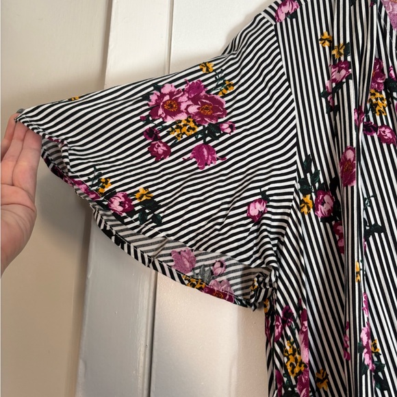 Torrid Black and White Striped Floral High Low Dress - Picture 4 of 7